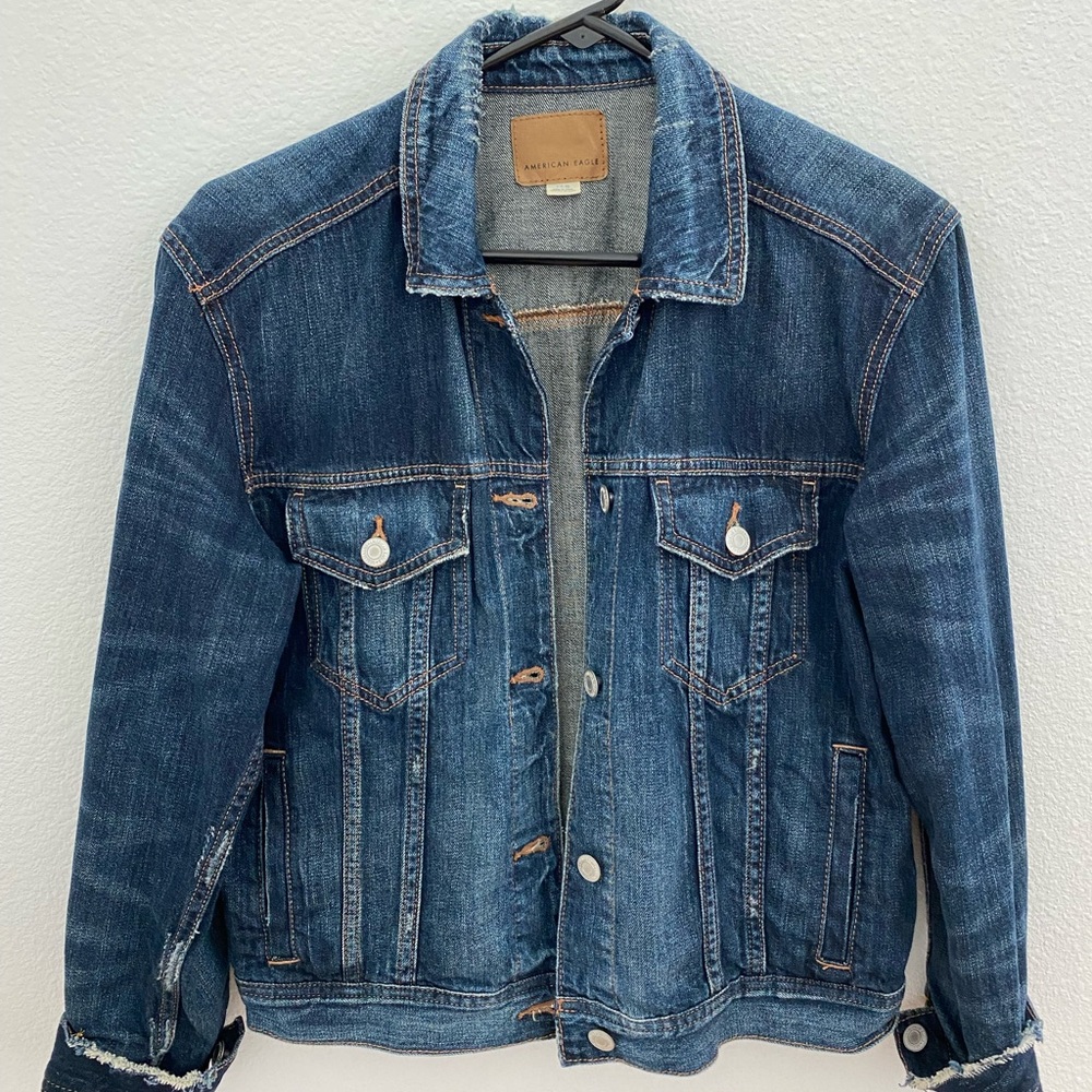 Dark AE jean jacket, well taken care of so in good condition